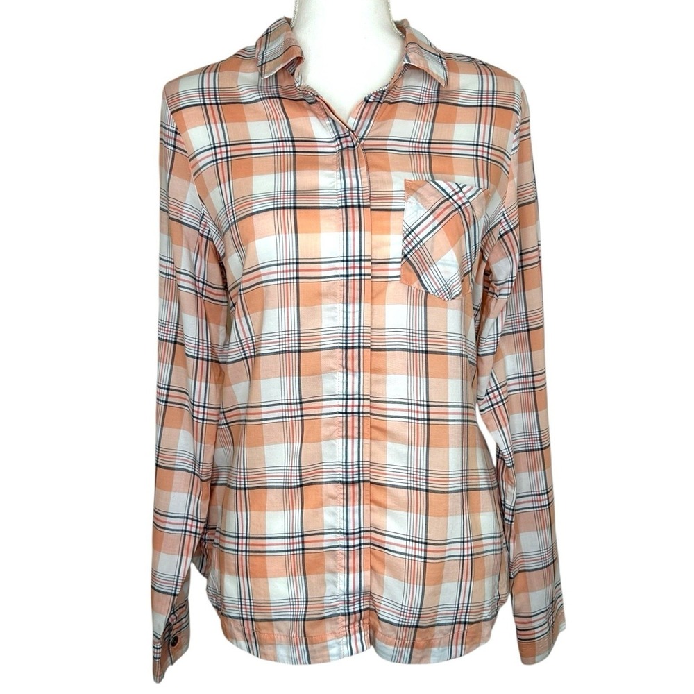 KUHL Women's Hadley Long Sleeve Plaid Button Up Shirt Small Pink Salmon 8049 - Picture 2 of 14